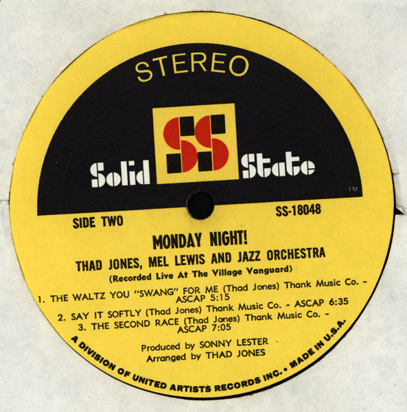 Thad Jones / Mel Lewis Orchestra - Monday Night (Vinyl, LP, Album) Good Plus (G+) / Very Good Plus (VG+)