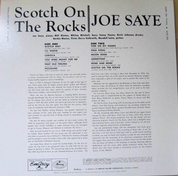 Joe Saye - Scotch On The Rocks (Vinyl, LP, Album, Limited Edition, Reissue) Very Good Plus (VG+) / Very Good Plus (VG+)