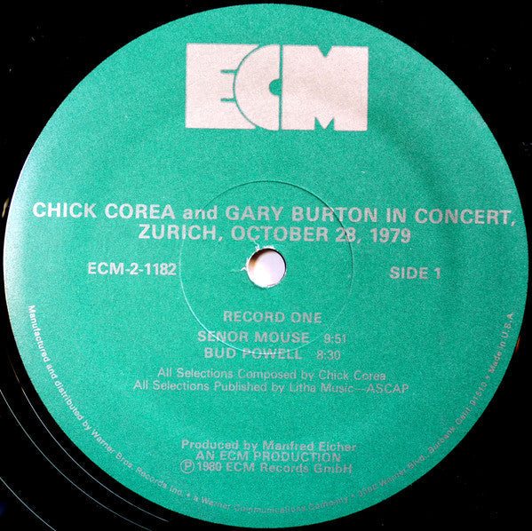 Gary Burton / Chick Corea - In Concert, Zürich, October 28, 1979 (2xVinyl, LP, Album) Very Good Plus (VG+) / Very Good (VG)