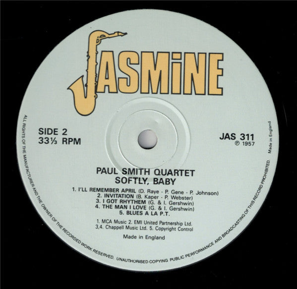 Paul Smith Quartet - Softly, Baby (Vinyl, LP, Reissue)