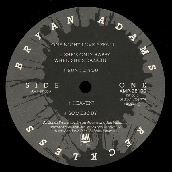 Bryan Adams - Reckless (Vinyl, LP, Album) Very Good (VG) / Very Good Plus (VG+)