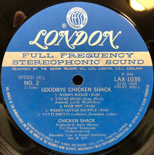 Chicken Shack - Goodbye Chicken Shack (Vinyl, LP, Album) Very Good Plus (VG+) / Very Good (VG)