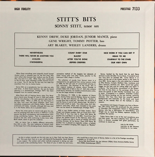 Sonny Stitt - Stitt's Bits (Vinyl, LP, Compilation, Reissue, Remastered) Very Good Plus (VG+) / Very Good Plus (VG+)