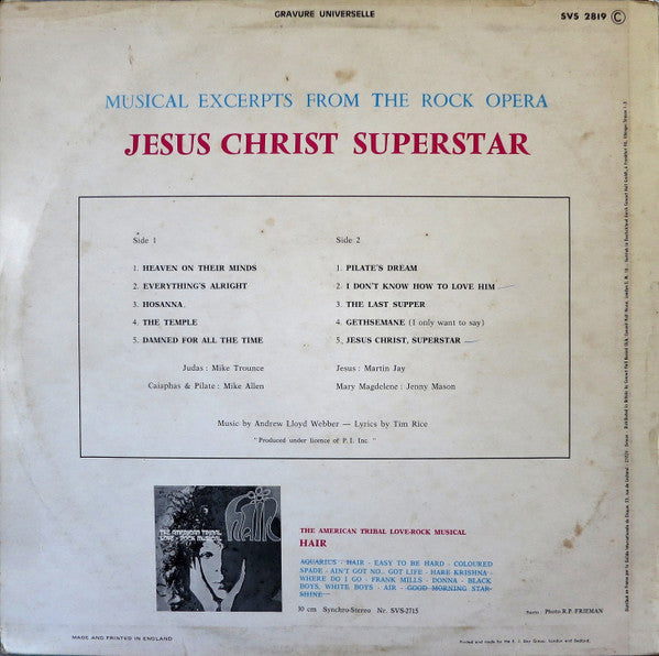 Various - Jesus Christ Superstar (Vinyl, LP, Album) Very Good Plus (VG+) / Very Good (VG)