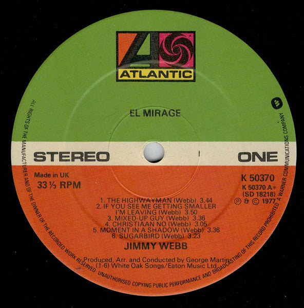 Jimmy Webb - El Mirage (Vinyl, LP, Album, Stereo) Good Plus (G+) / Very Good Plus (VG+)