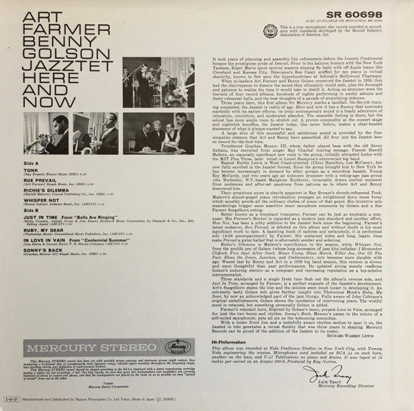 The Jazztet - Here And Now (Vinyl, LP, Album, Reissue, Remastered, Stereo) Very Good Plus (VG+) / Very Good (VG)