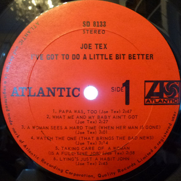 Joe Tex - I've Got To Do A Little Bit Better (Vinyl, LP, Album, Stereo) Good Plus (G+) / Very Good (VG)