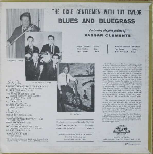 The Dixie Gentlemen - Blues And Bluegrass (Vinyl, LP, Album) Very Good Plus (VG+) / Very Good Plus (VG+)