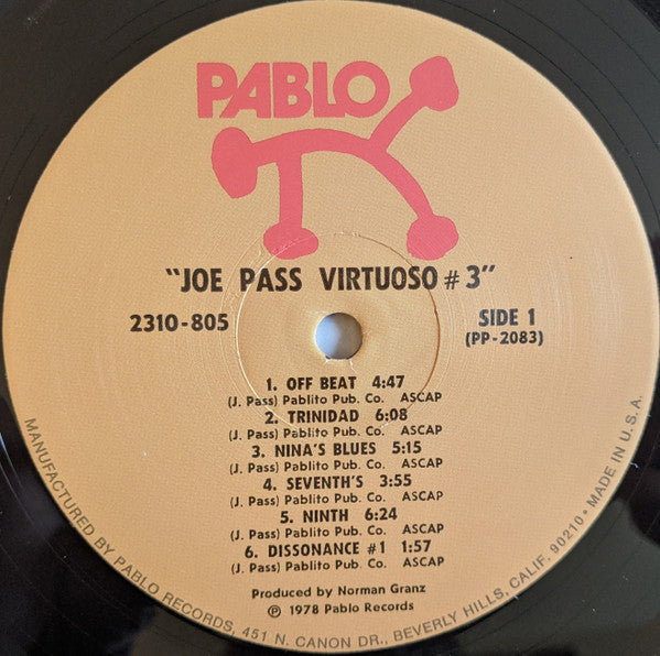 Joe Pass - Virtuoso #3 (Vinyl, LP, Album, Stereo) Very Good Plus (VG+) / Very Good Plus (VG+)