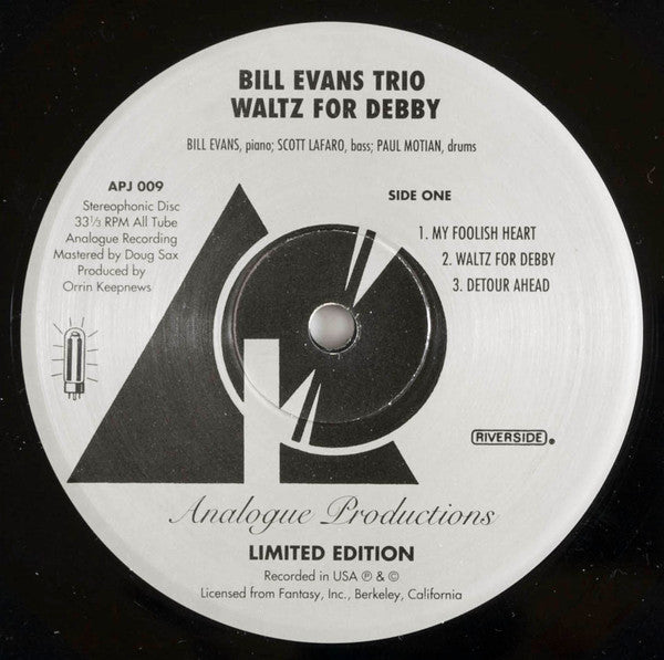 The Bill Evans Trio - Waltz For Debby (Vinyl, LP, Album, Limited Edition, Numbered, Reissue, Stereo) Very Good Plus (VG+) / Very Good Plus (VG+)