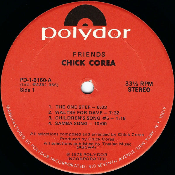 Chick Corea - Friends (Vinyl, LP, Album) Very Good (VG) / Very Good Plus (VG+)