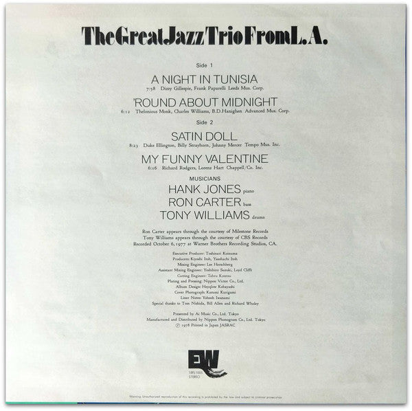 The Great Jazz Trio - The Great Jazz Trio From L.A. (Vinyl, LP, Alb...