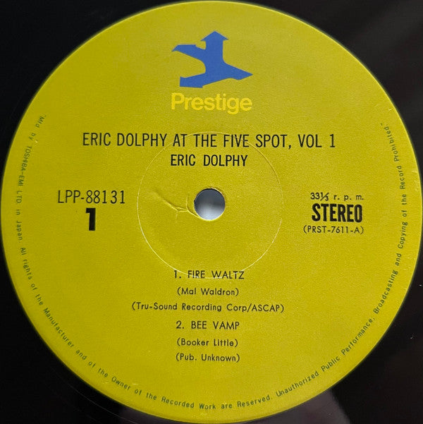 Eric Dolphy - At The Five Spot, Volume 1. = アット・ザ・5スポット Vol.1 (Vinyl, LP, Album, Reissue, Stereo) Very Good Plus (VG+) / Very Good Plus (VG+)
