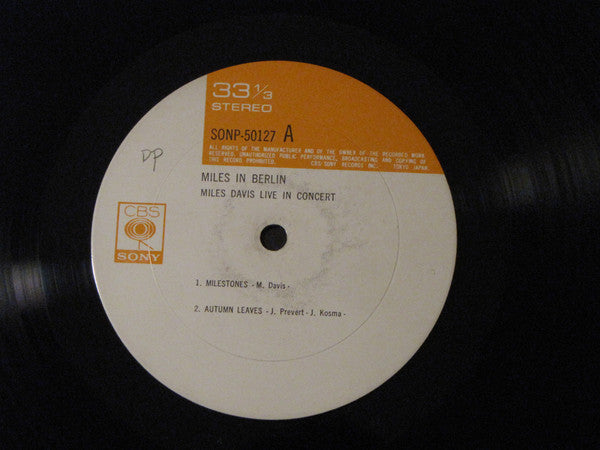 Miles Davis - Miles In Berlin (Vinyl, LP, Album, Stereo) Very Good (VG) / Very Good (VG)