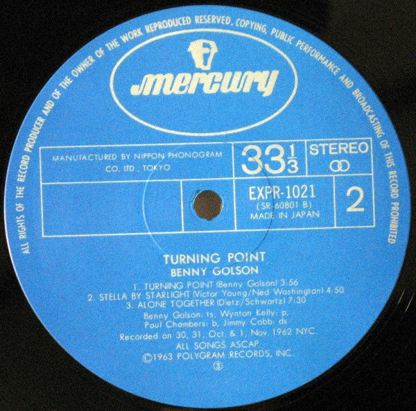 Benny Golson - Turning Point (Vinyl, LP, Album, Reissue, Stereo) Very Good Plus (VG+) / Good Plus (G+)