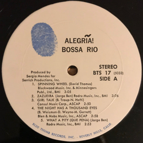 Bossa Rio - Alegria! (Vinyl, LP, Album, Stereo) Very Good (VG) / Poor (P)