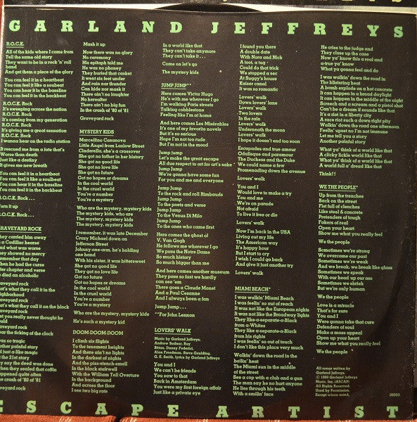 Garland Jeffreys - Escape Artist (Vinyl, Vinyl, LP, Album, 7", EP, 33 ⅓ RPM, Promo) Good Plus (G+) / Very Good (VG)