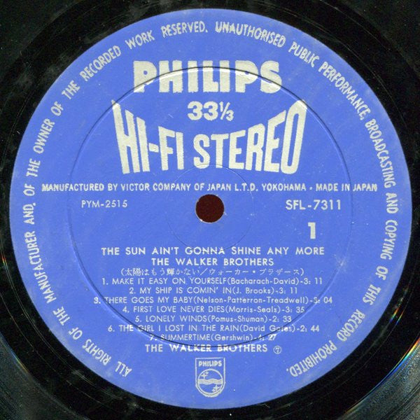 The Walker Brothers - The Sun Ain't Gonna Shine Anymore = 太陽はもう輝かない (Vinyl, LP, Compilation, Stereo) Very Good (VG) / Very Good (VG)