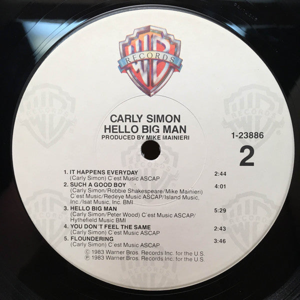 Carly Simon - Hello Big Man (Vinyl, LP, Album) Very Good Plus (VG+) / Very Good Plus (VG+)