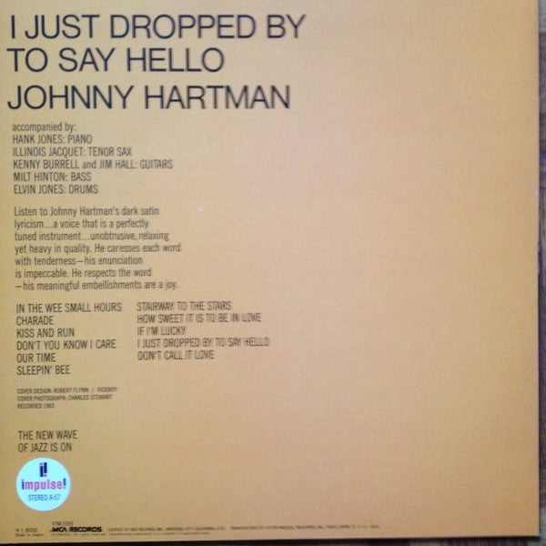 Johnny Hartman - I Just Dropped By To Say Hello (Vinyl, LP, Album, Reissue, Stereo) Near Mint (NM or M-) / Near Mint (NM or M-)