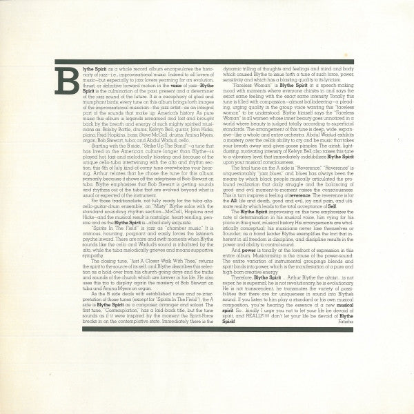 Arthur Blythe - Blythe Spirit (Vinyl, LP, Album) Very Good (VG) / Very Good (VG)