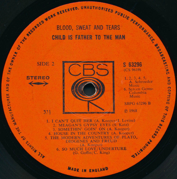Blood, Sweat And Tears - Child Is Father To The Man (Vinyl, LP, Album, Stereo) Very Good (VG) / Good Plus (G+)