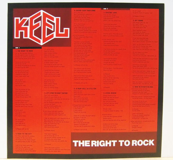 Keel - The Right To Rock (Vinyl, LP, Album, Stereo) Very Good Plus (VG+) / Very Good Plus (VG+)