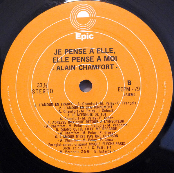 Alain Chamfort - Je Pense A Elle, Elle Pense A Moi... (Vinyl, LP, Album, Compilation, Stereo) Very Good (VG) / Good (G)