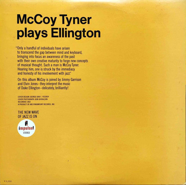 McCoy Tyner - McCoy Tyner Plays Ellington (Vinyl, LP, Album, Reissue, Stereo) Very Good Plus (VG+) / Very Good (VG)