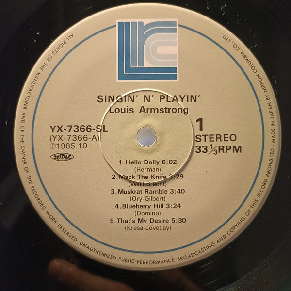 Louis Armstrong - Singin' n' Playin' (Vinyl, LP, Compilation) Very Good Plus (VG+) / Very Good (VG)