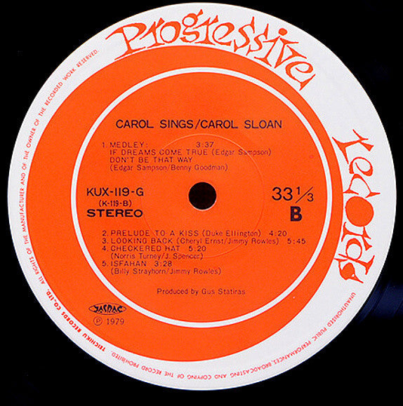 Carol Sloane - Carol Sings (Vinyl, LP, Album, Stereo) Very Good Plus (VG+) / Very Good Plus (VG+)
