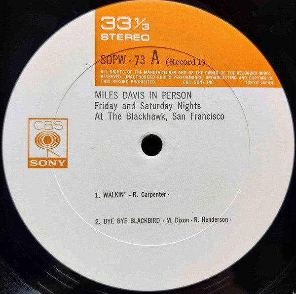 Miles Davis - In Person Friday And Saturday Nights At The Blackhawk, San Francisco (2xVinyl, LP, Album, Stereo) Very Good Plus (VG+) / Very Good (VG)