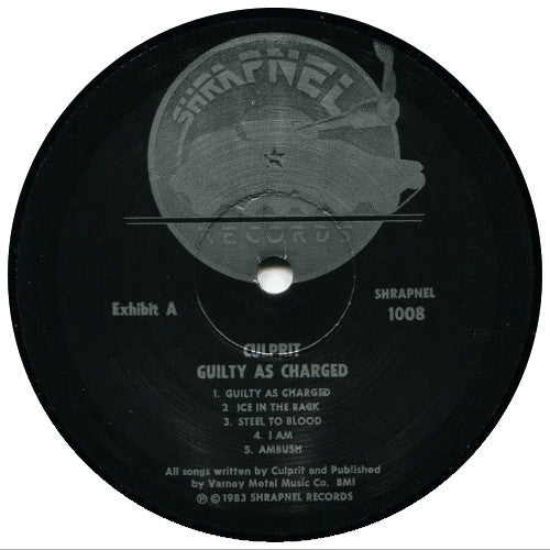 Culprit - Guilty As Charged (Vinyl, LP, Album) Very Good Plus (VG+) / Very Good (VG)