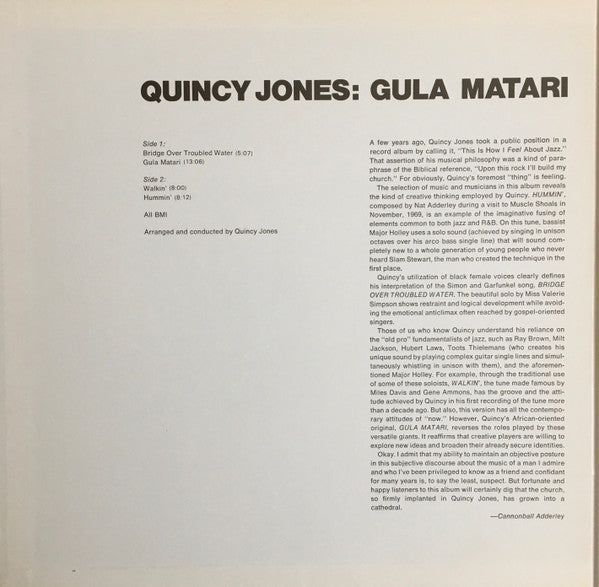 Quincy Jones - Gula Matari (Vinyl, LP, Album, Reissue) Very Good Plus (VG+) / Very Good Plus (VG+)