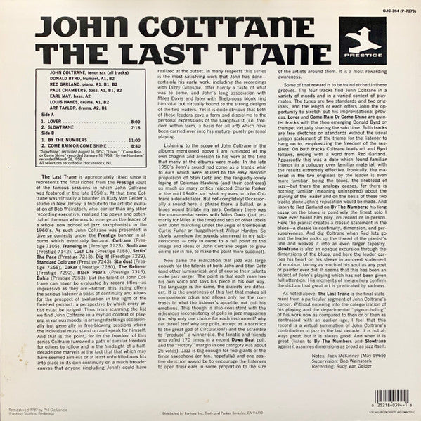 John Coltrane - The Last Trane (Vinyl, LP, Album, Reissue, Remastered, Mono) Very Good Plus (VG+) / Very Good Plus (VG+)