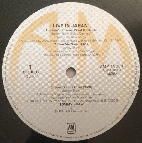 Tommy Shaw - Live In Japan (Vinyl, LP, Mini-Album, Stereo) Very Good Plus (VG+) / Very Good (VG)