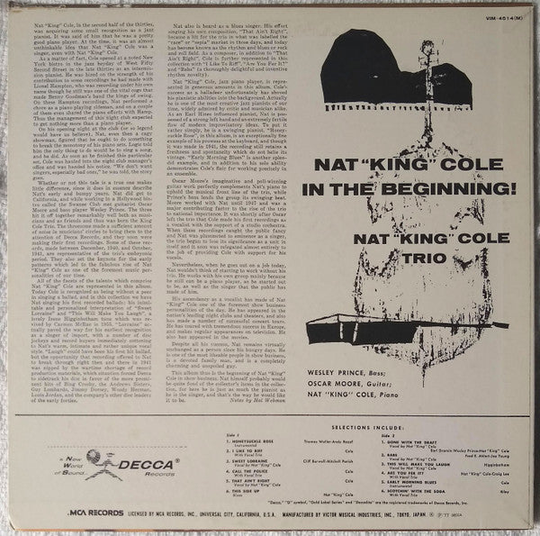 The Nat King Cole Trio - In The Beginning (Vinyl, LP, Compilation, Mono) Very Good Plus (VG+) / Very Good (VG)