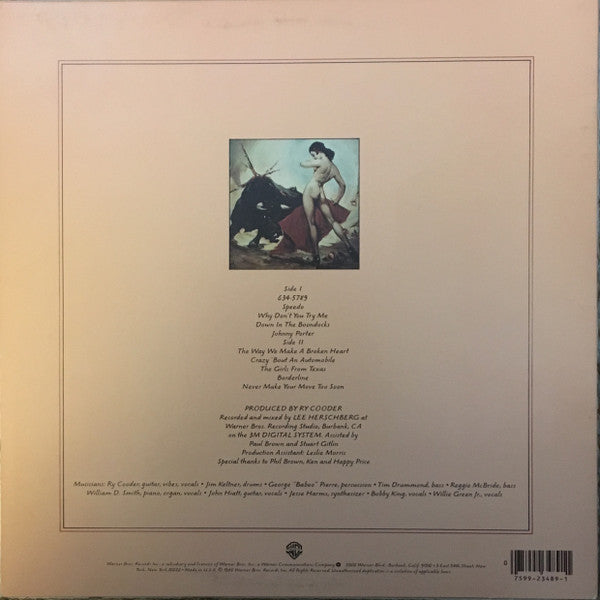 Ry Cooder - Borderline (Vinyl, LP, Album, Stereo) Very Good Plus (VG+) / Very Good Plus (VG+)