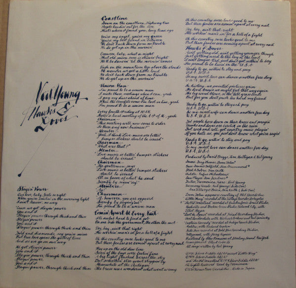 Neil Young - Hawks & Doves = タカ派とハト派 (Vinyl, LP, Album, Promo) Near Mint (NM or M-) / Very Good Plus (VG+)