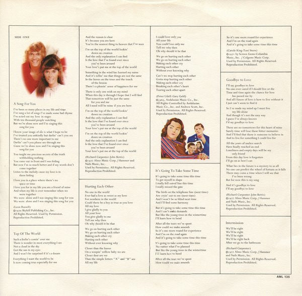 Carpenters - A Song For You (Vinyl, LP, Album, Stereo)