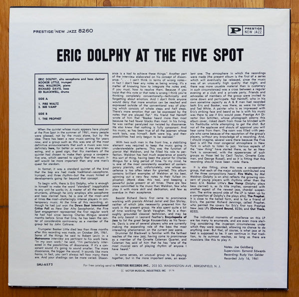 Eric Dolphy - At The Five Spot, Volume I. (Vinyl, LP, Album, Stereo...