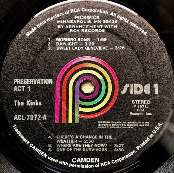 The Kinks - Preservation Act 1 (LP, Album, Reissue) - Very Good (VG) / Good Plus (G+)