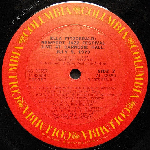 Ella Fitzgerald - Newport Jazz Festival Live At Carnegie Hall, July 5, 1973 (2xVinyl, LP, Album) Good Plus (G+) / Very Good (VG)