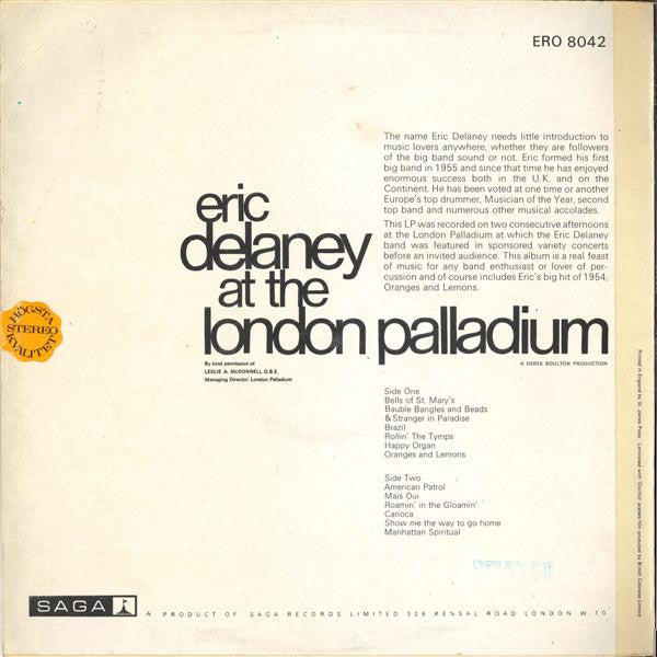 Eric Delaney - At The London Palladium (Vinyl, LP, Album) Very Good Plus (VG+) / Good Plus (G+)