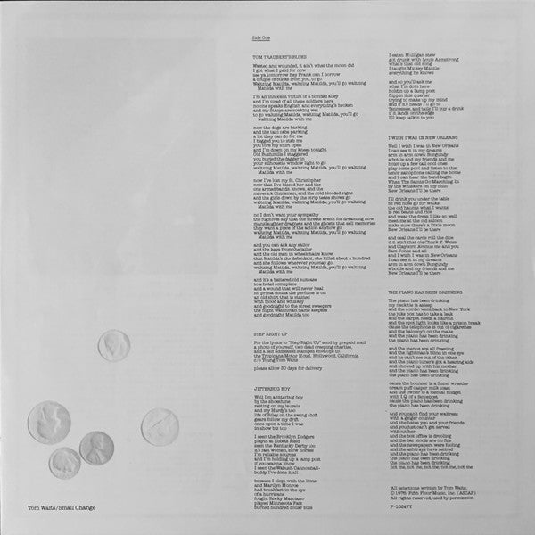 Tom Waits - Small Change (Vinyl, LP, Album, Stereo) Very Good Plus (VG+) / Good Plus (G+)