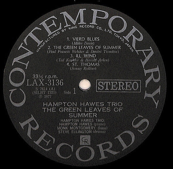 Hampton Hawes Trio - The Green Leaves Of Summer (Vinyl, LP, Album, ...