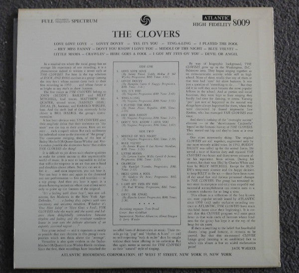 The Clovers - The Clovers (Vinyl, LP, Compilation, Mono) Very Good Plus (VG+) / Very Good Plus (VG+)