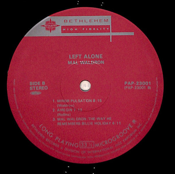Mal Waldron - Left Alone (Vinyl, LP, Album, Reissue, Stereo) Very Good (VG) / Very Good Plus (VG+)