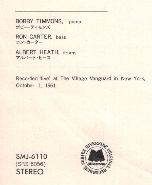 The Bobby Timmons Trio - In Person - Recorded 'Live' At The Village...
