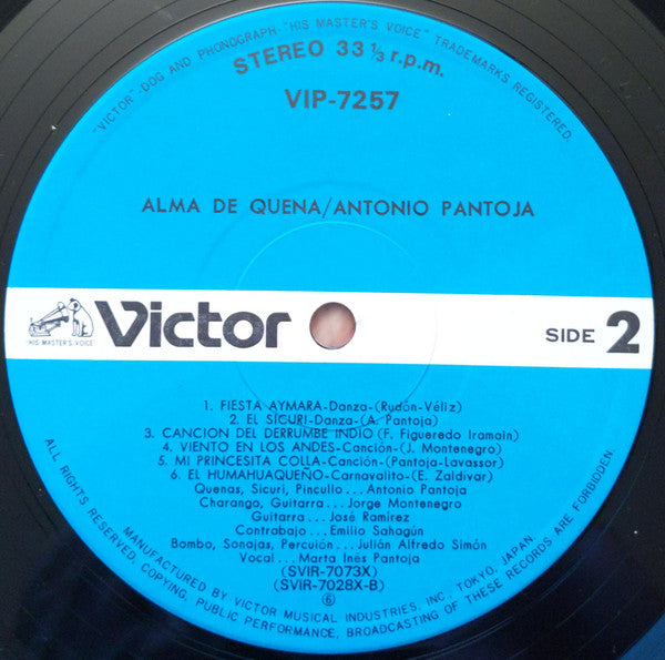 Antonio Pantoja - Alma De Quena = ケーナの神類 (Vinyl, LP, Album, Reissue) Very Good Plus (VG+) / Very Good (VG)